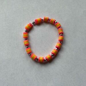 🌅 silver, pink, yellow and orange sunset clay bead bracelet 🌅